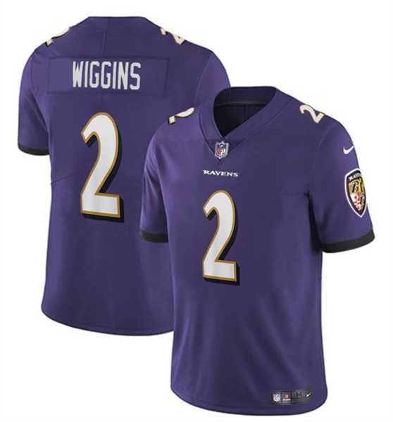 Men & Women & Youth Baltimore Ravens #2 Nate Wiggins Purple 2024 Draft Vapor Limited Jersey